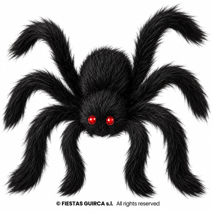 Spinne 50 cm | Schwarze Halloween Deko mit roten Augen