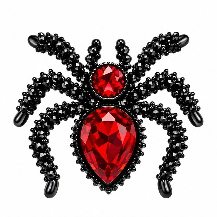 „Rubin Spinnen“ Ohrringe 2,5 cm | Schwarz Rot - Halloween Schmuck