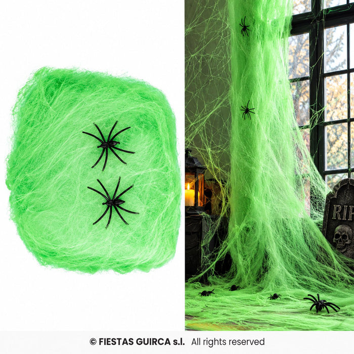 Spinnennetz Spinnweben 100g | Grün - Halloween Dekoration