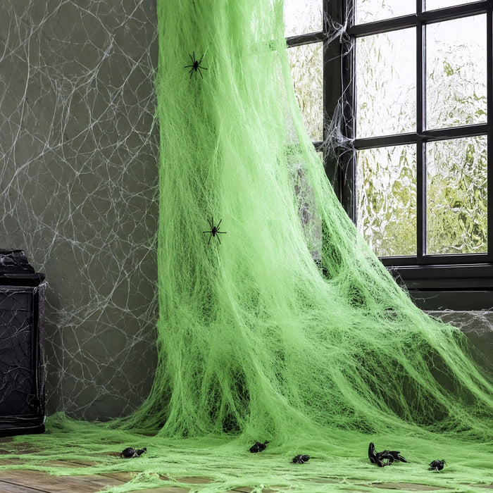 Spinnennetz Spinnweben 100g | Grün - Halloween Dekoration