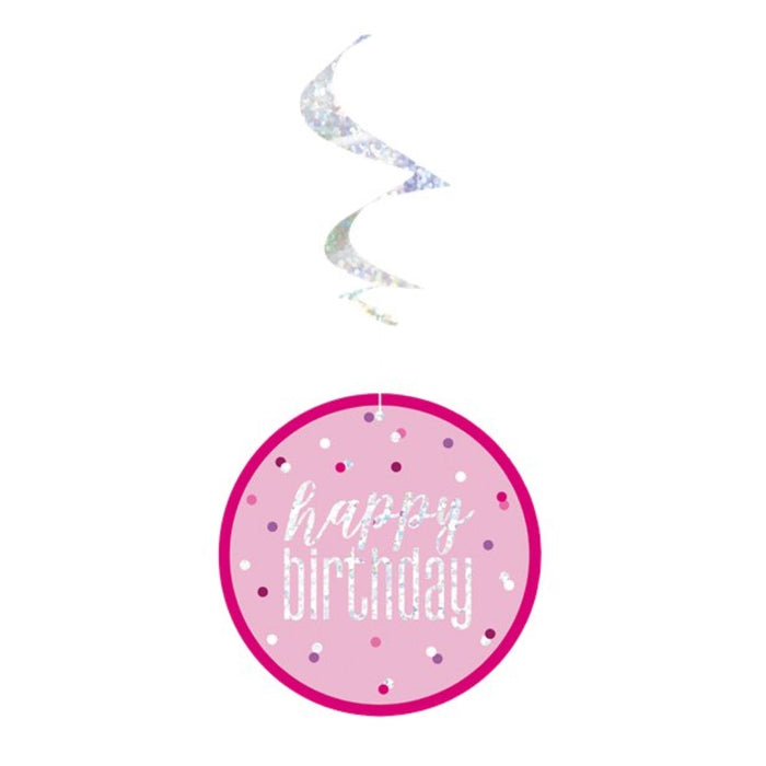 Hängedeko Swirl Glitz HB Pink 6Stk./81cm