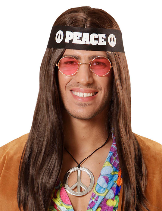 Hippie Peace Set 3-tlg. | Stirnband Brille Peace-Kette
