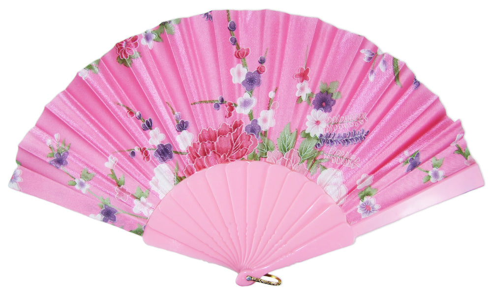Romantischer Fächer mit Blumendruck | Rosa