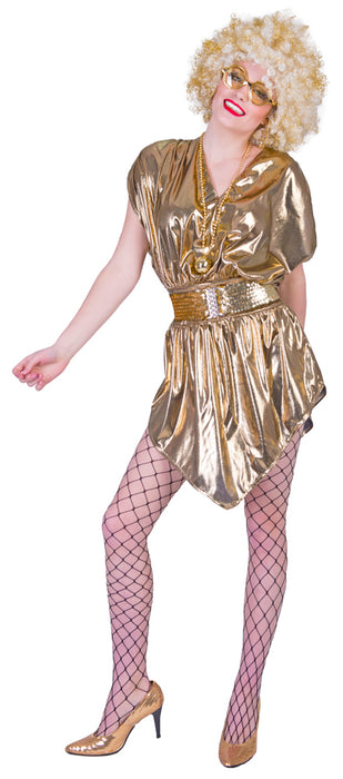 80er Jahre Kostüm "Disco Queen" für Damen - Gold | Party Kleid
