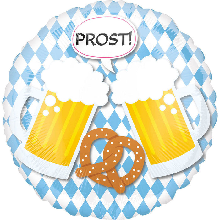 ABC18 Folienballon "Prost" Bierfest mit Dirndl Lederhose | Ø 43 cm