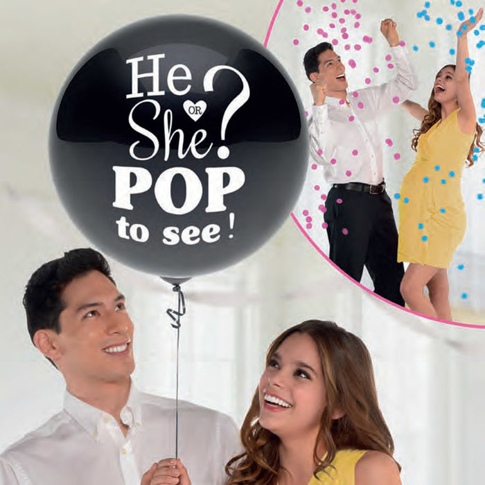 "The Big Reveal" Konfetti Ballon | Schwarz Ø 61cm