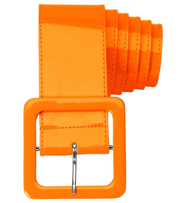 Neon Lack Gürtel für Damen 124 x 5,5 cm | Orange