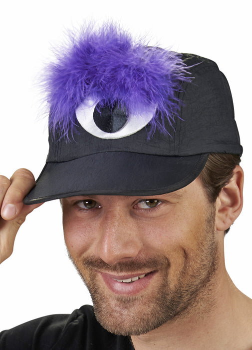 Basecap mit Auge und Federn - Schwarz / Lila