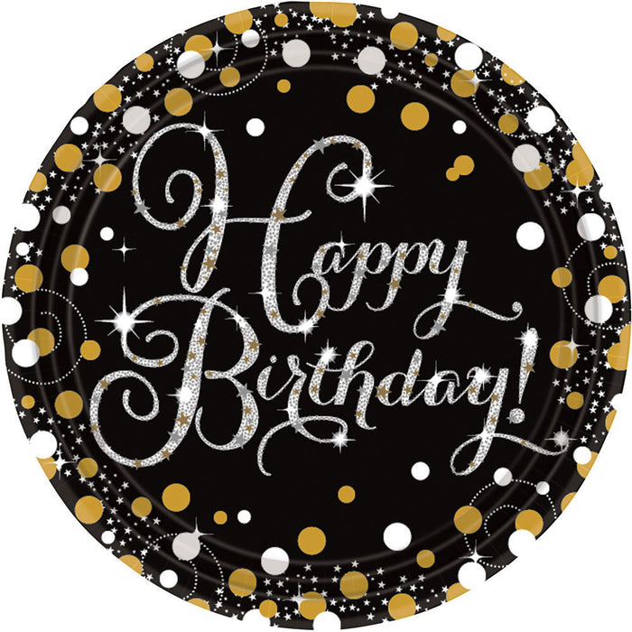 Amscan "Sparkling Celebration" Schwarz / Gold | Happy Birthday Geburtstag Partydekoration