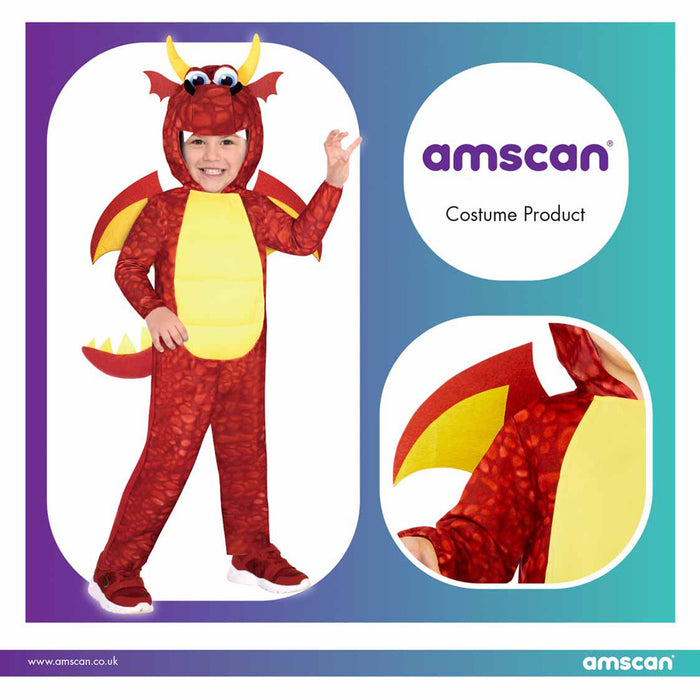 Drachen Kostüm "Red Dragon" für Kinder - Rot | Comic Tierkostüm