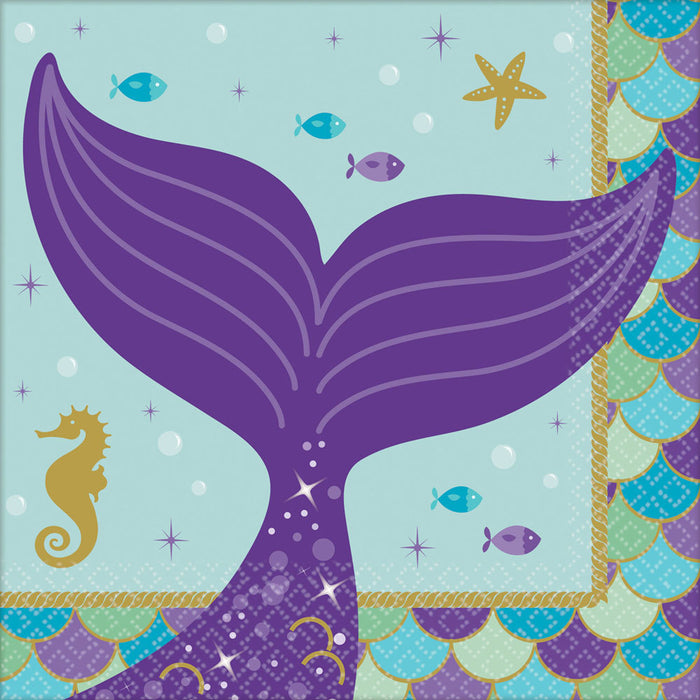 Servietten Meerjungfrau Mermaid Wishes 16Stk. 25x25cm