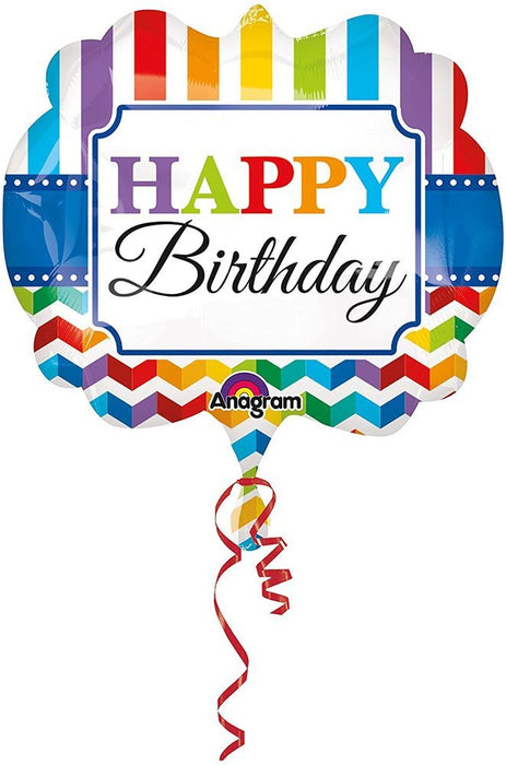 "Happy Birthday" XL Folienballon SuperShape Geburtstag Jubiläum Bunt - 63 x 55 cm