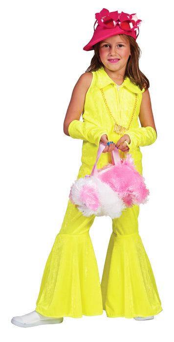 Hippie Girl Disco Anzug für Mädchen - Neon Gelb