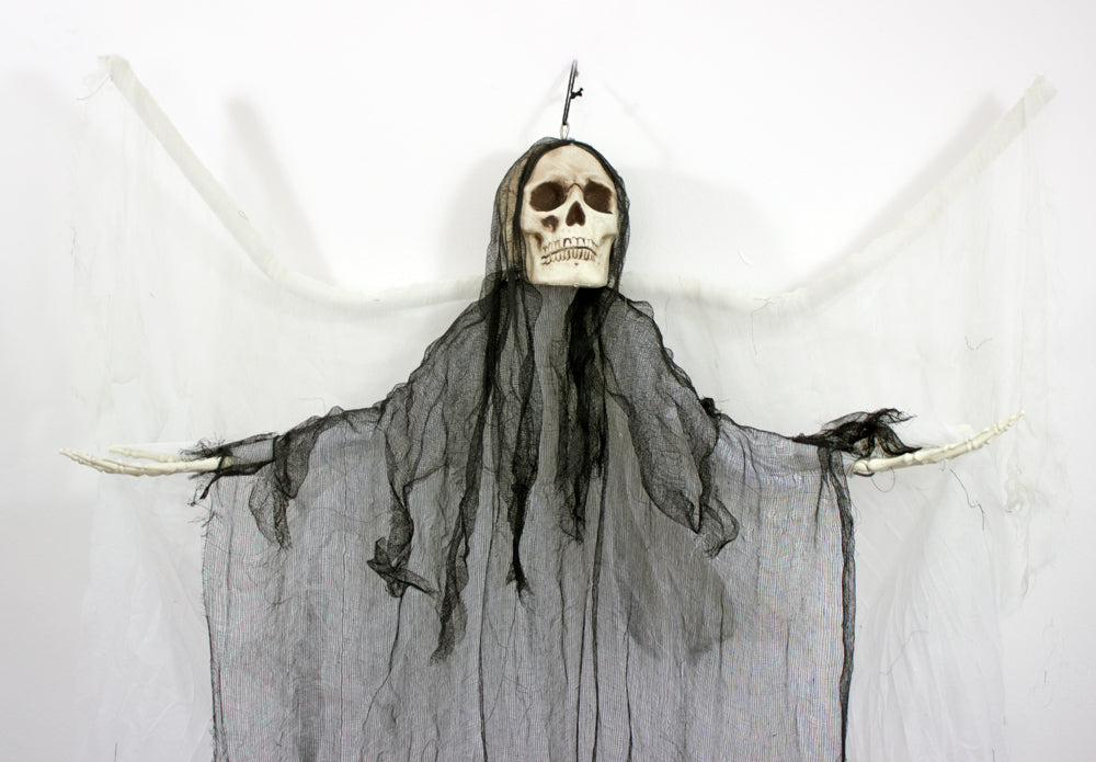 Todesengel mit Flügeln und Totenkopf - 180 cm | Halloween Dekoration Hängefigur