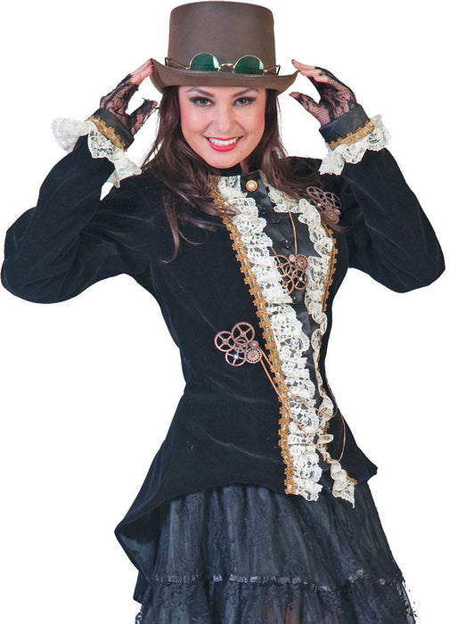 Hochwertige Jacke mit Rüschen - Schwarz Weiß - Gr. 36 38