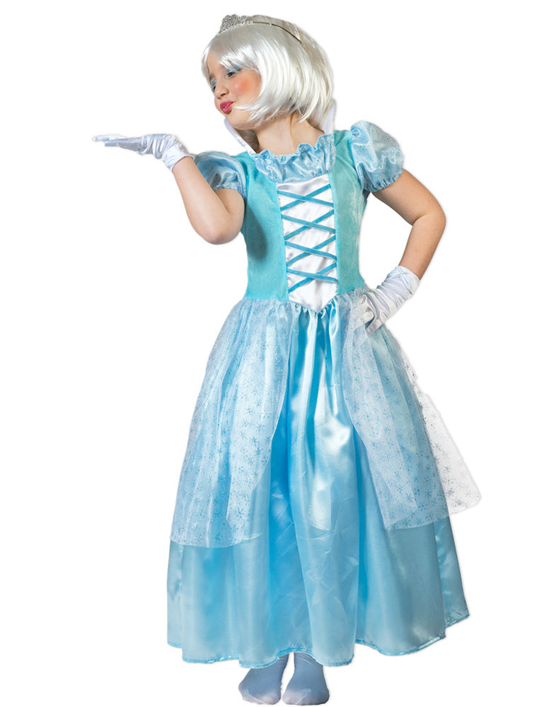 Eiskönigin Kostüm Für Mädchen Gr. 130 – 3-teiliges Set Mit Kleid, Umhang & Armstulpen (blau, 100% Polyester)