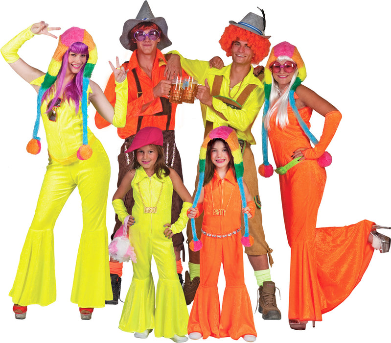 Hippie Girl Disco Anzug für Mädchen - Neon Orange