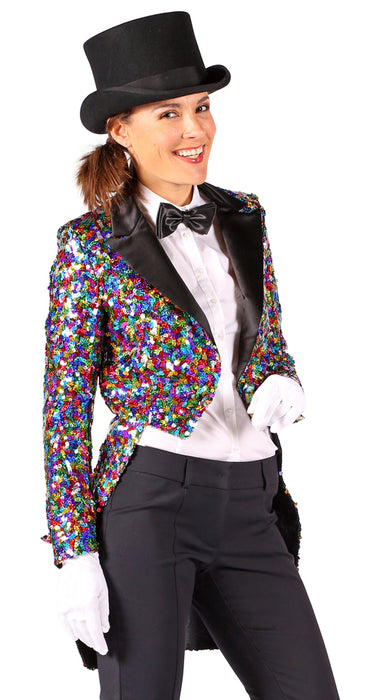 Glitzer Pailletten Frack für Damen | Multicolor