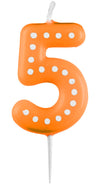 Zahlenkerze mit Punkten 6,5cm | Orange # 5