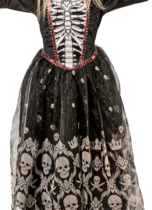Skelett Kostümkleid Carmilla mit Totenköpfen für Mädchen