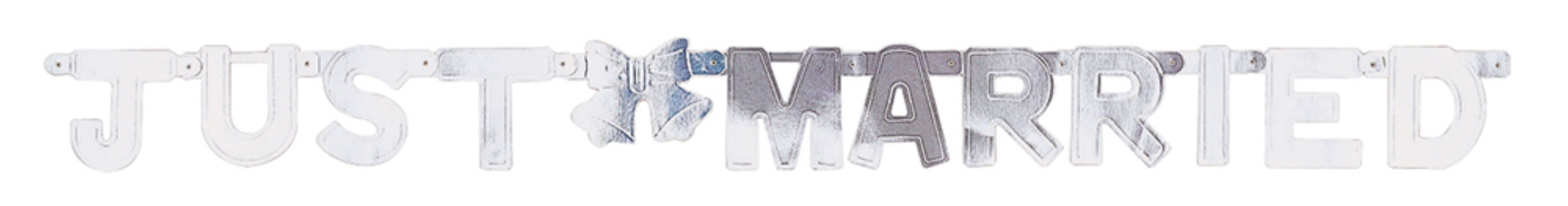 Banner Just Married 130 cm - Silber | Dekoration Hochzeit