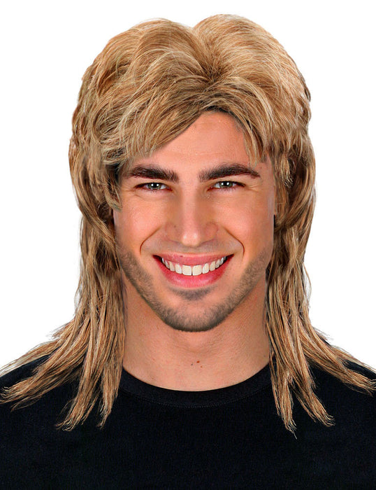 80er Jahre Rockstar Vokuhila Perücke | Dunkelblond
