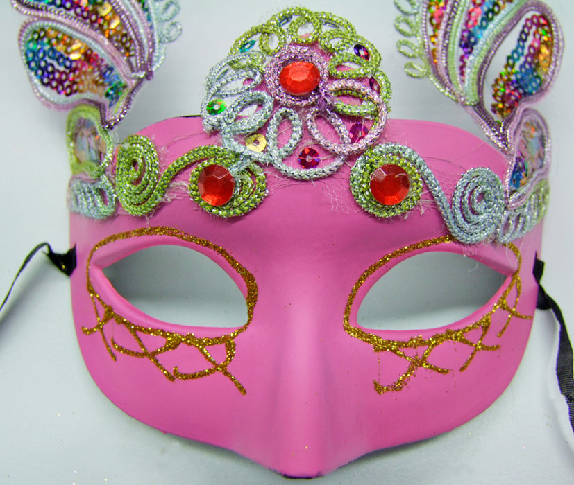 Augenmaske Florenz mit bunten Pailletten Pink