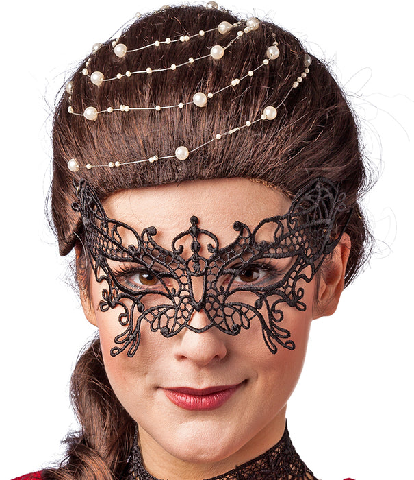 Spitzenmaske Schmetterling - Schwarz