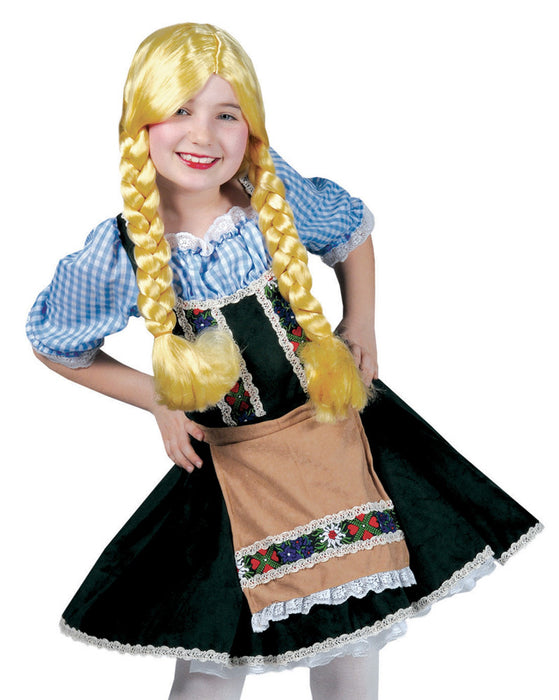 Dirndl Kostümkleid für Mädchen mit Schürze - Blau Grün