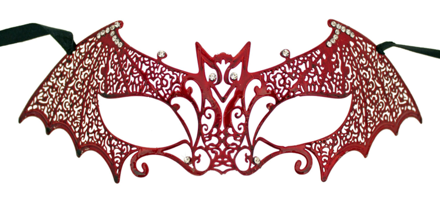 Metall Augenmaske Fledermaus - Rot  mit Strasselementen