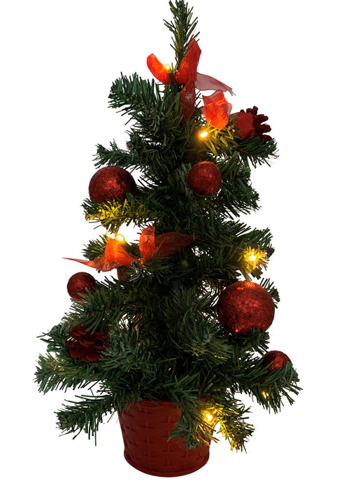 Geschmückter Weihnachtsbaum mit 20er LED Lichterkette - 50cm | 20259 - Rot