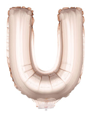 Buchstaben Folienballon mit Stab 41 cm - Roségold Buchstabe U