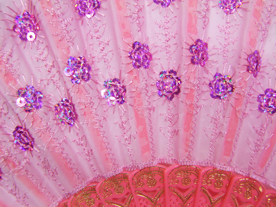 Barock Fächer mit Glitzer Pailletten Rosa