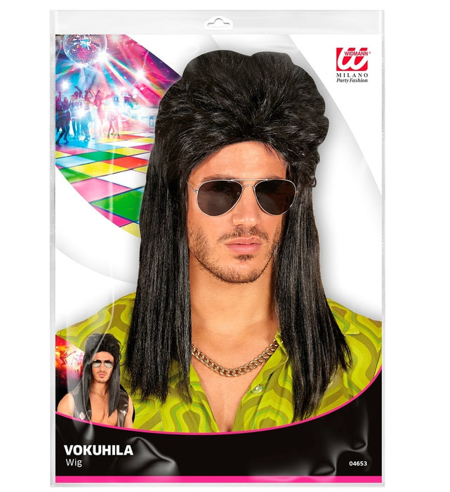 80er Jahre Rockstar Vokuhila Perücke | Schwarz