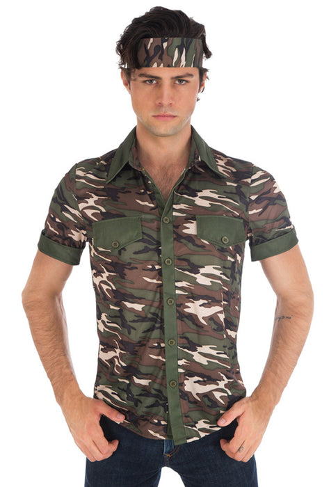 Camouflage Shirt Manuel für Herren - Armee Safari Dschungel Militär Kostüm