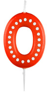Zahlenkerze mit Punkten 6,5cm | Rot # 0