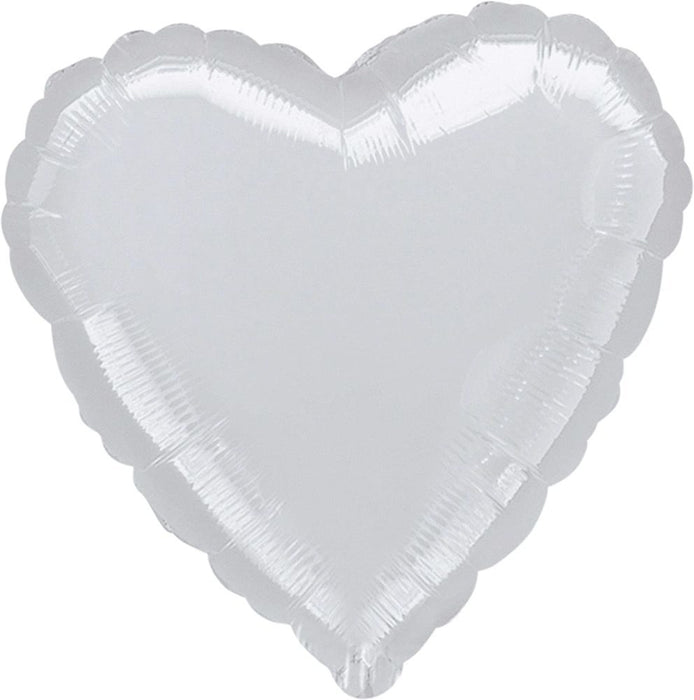 "Herz" Folienballon 43 cm - Silber Metallic
