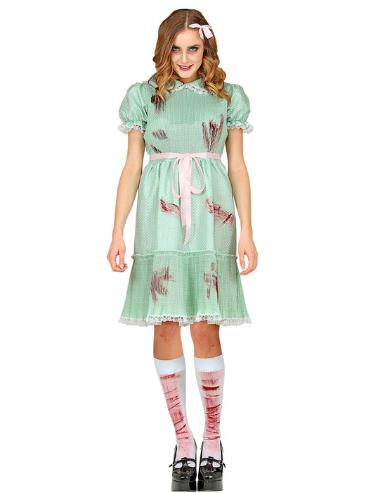 Killer-Puppe - Halloween Geister Hexenkostüm für Damen | Grün Weiß