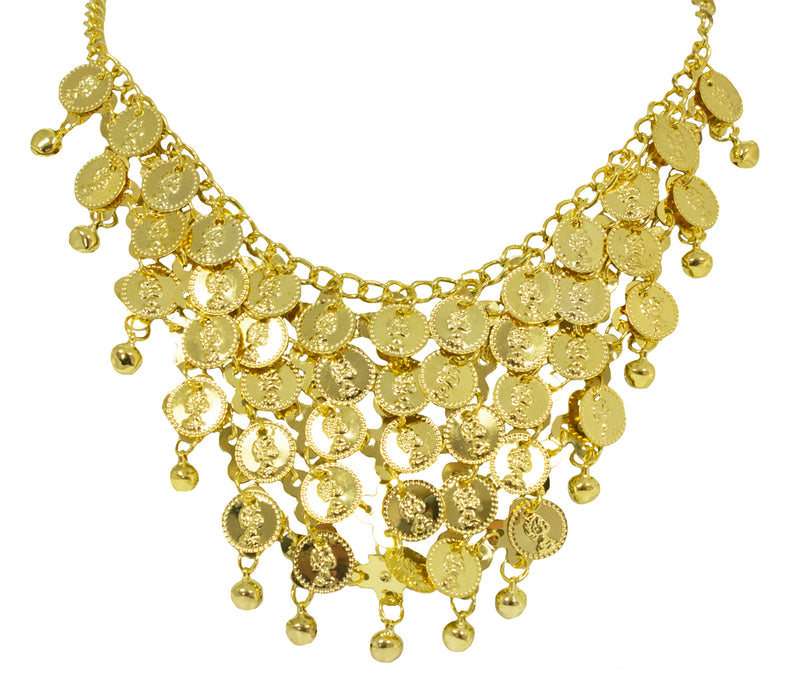 Halskette und Ohrringe mit Münzen - Gold | Schmuck Kostüm Bauchtänzerin Wahrsagerin 465306