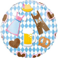 ABC18 Folienballon Ø 43 cm "Prost" Bierfest mit Dirndl Lederhose