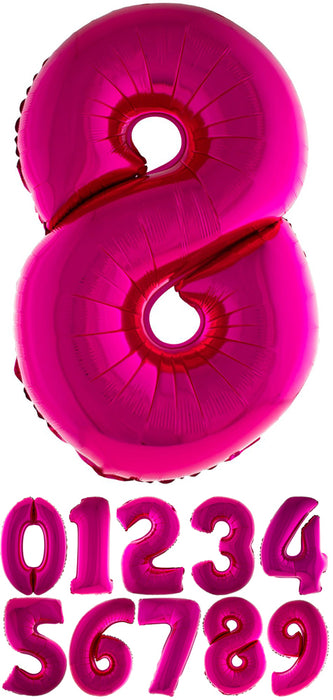 XXL Zahlen Folienballon 100 cm - Pink | Dekoration Geburtstag Jubiläum Zahlenballon