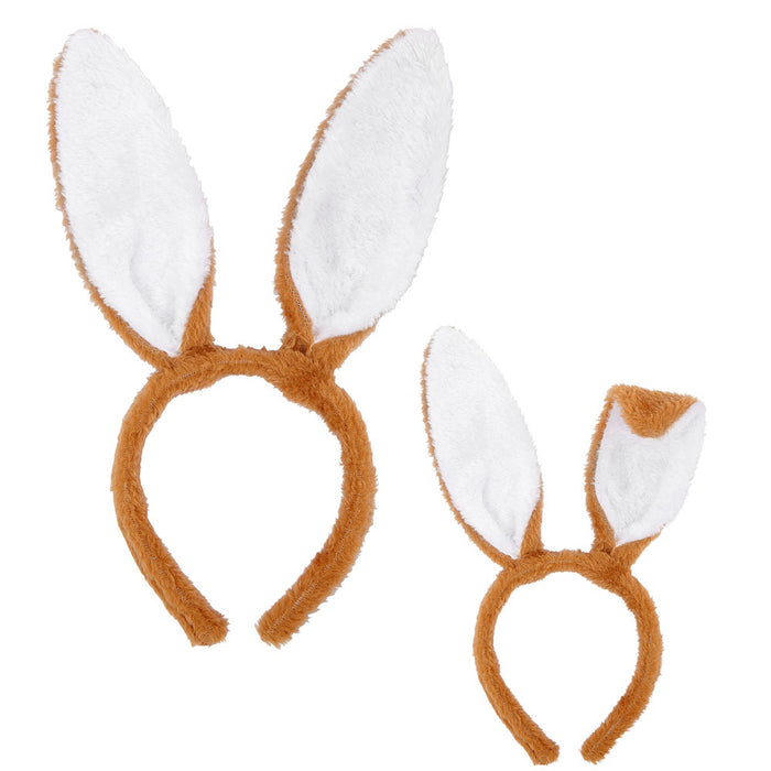 Haarreif mit Hasenohren - Braun Weiß | Zubehör Hasenkostüm Bunny