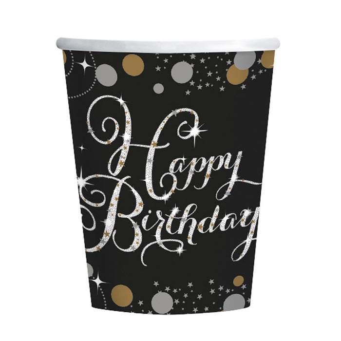 Amscan "Sparkling Celebration" Schwarz / Gold | Happy Birthday Geburtstag Partydekoration