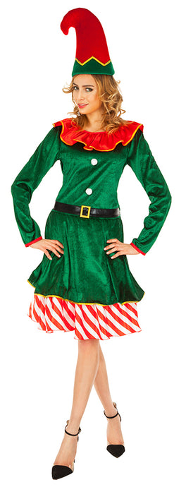 Weihnachtselfe Leprechaun Kostüm für Damen - Grün Rot