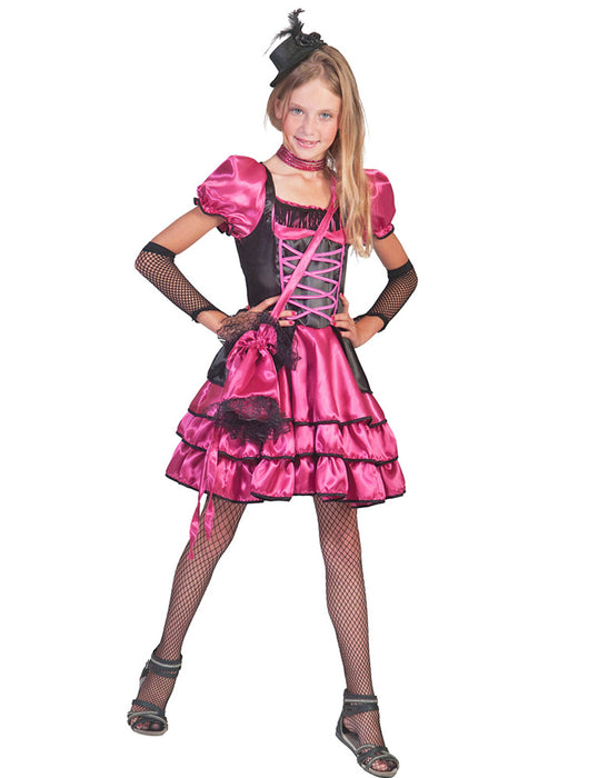 Can Can Girl Kostüm "Stella" für Mädchen - Pink Schwarz | Western Cowboy Kinderkostüm