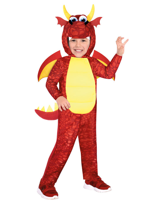 Drachen Kostüm "Red Dragon" für Kinder - Rot | Comic Tierkostüm