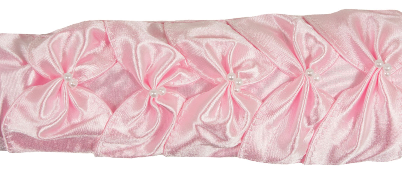 Prinzessin Handschuhe mit Raffung und Perlen - Rosa