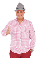 Kariertes Trachtenhemd Anton für Herren zur Oktoberfest Party | Rosa