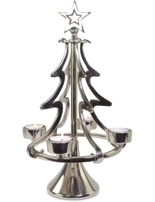 Weihnachtsdekoration Kerzenhalter Weihnachtsbaum Christbaum | Silber / Gold - Adventskranz Teelichter