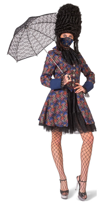Barock Piratin Jacke für Damen mit Jabot | Piratenkostüm mit bunten Totenköpfen